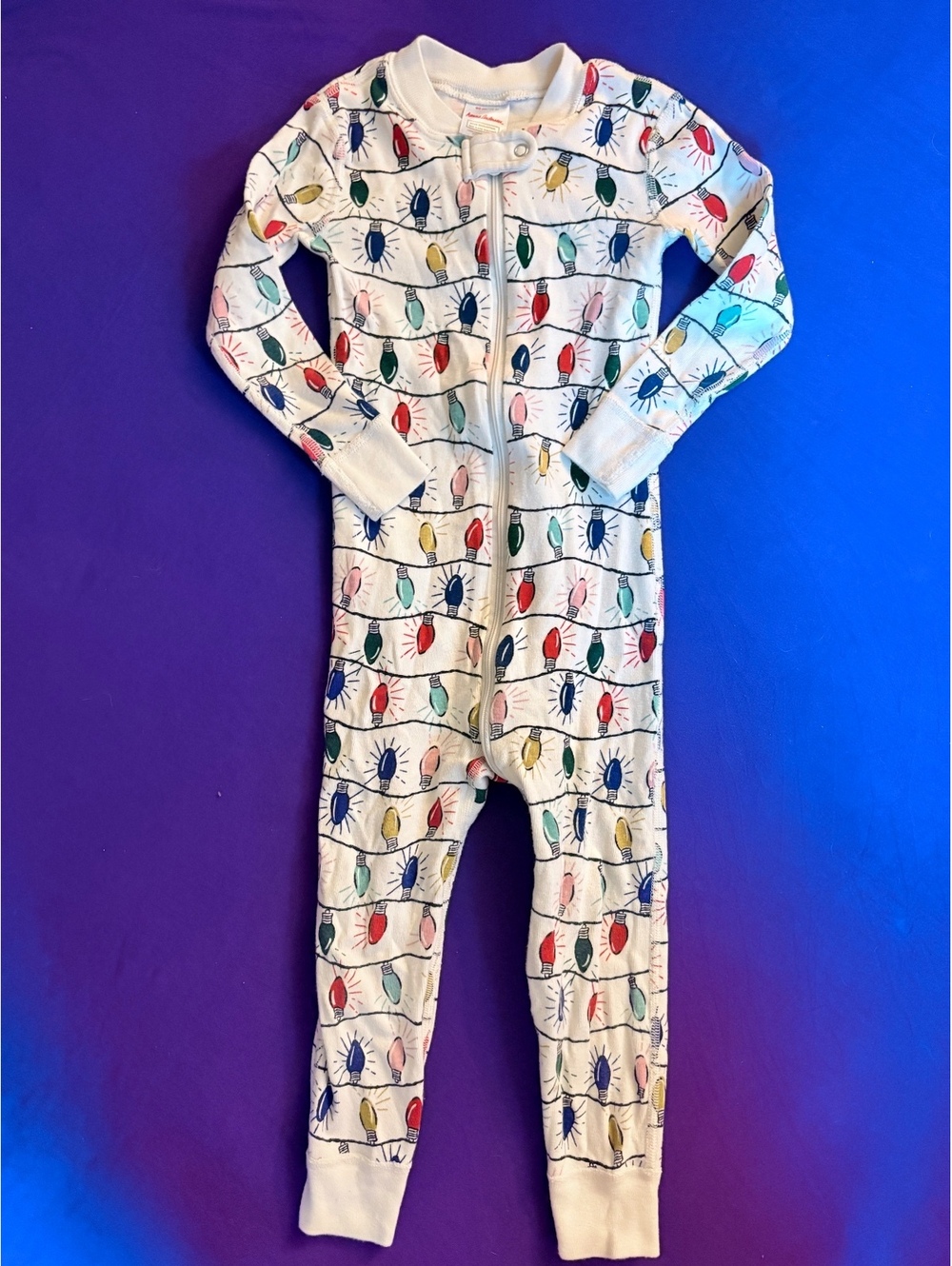 Hanna Andersson holiday lights organic cotton sleeper - 3T